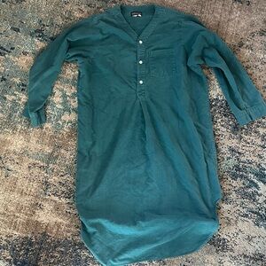 Vintage Mens Teal Green Cotton Flannel Nightgown Sleep Shirt